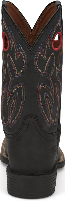 Justin Mens Bowline 11in Western Black Water Buffalo Cowboy Boots