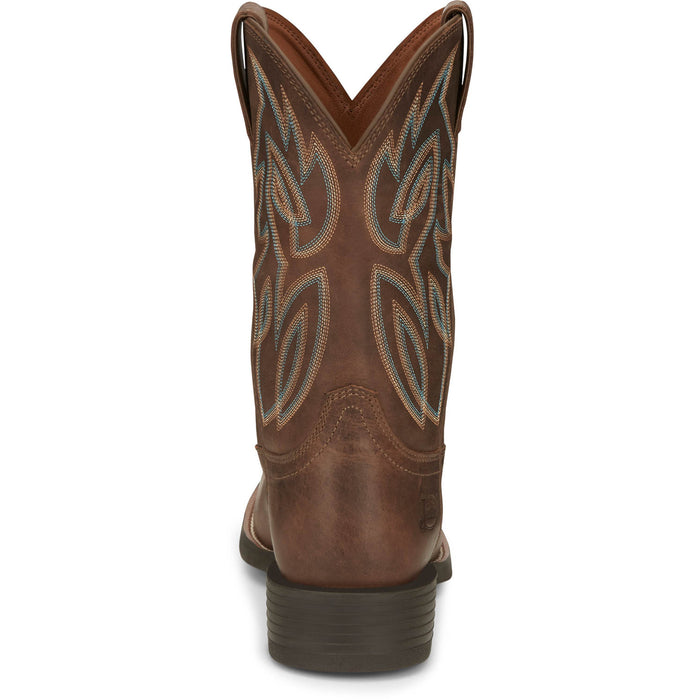 Justin Mens Rendon 11in Western Pecan Cowhide Cowboy Boots