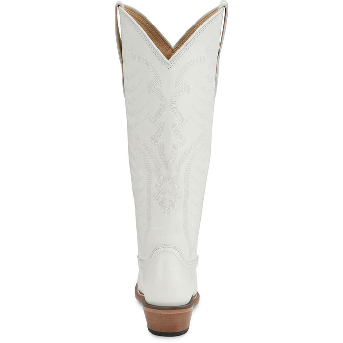 Justin Womens Evelyn Snow White Leather Cowboy Boots