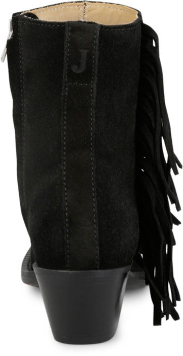 Justin Womens Bev 7in Bootie Black Suede Fringe Ankle Boots