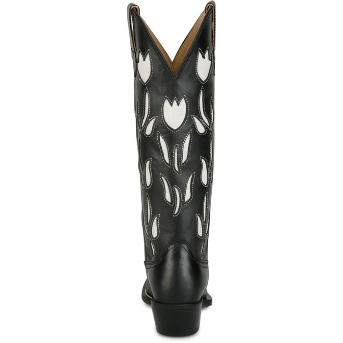 Justin Womens May 15in Western Black Cowhide Cowboy Boots