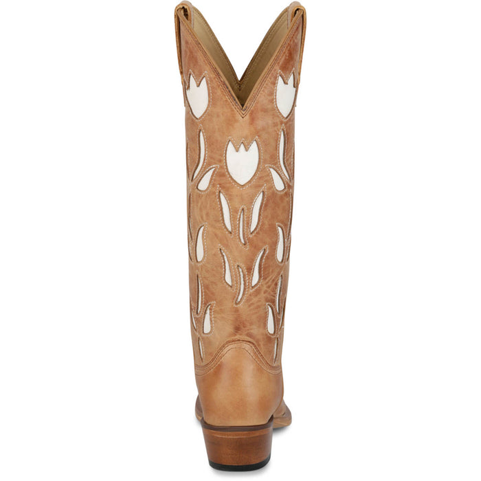 Justin Womens May 15in Western Antique Tan Cowhide Cowboy Boots