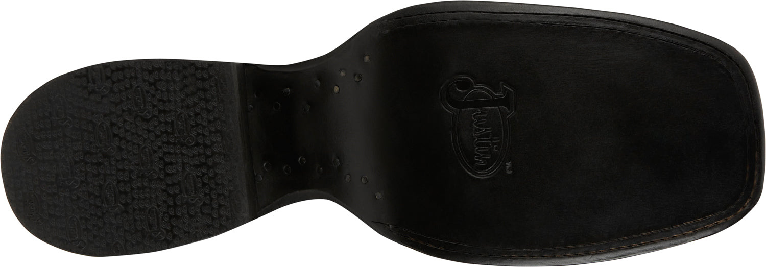 Justin Mens Three Bars AQHA Black Smooth Ostrich Cowboy Boots