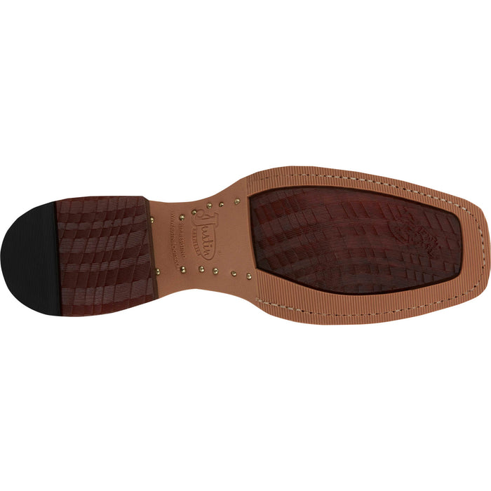 Justin Mens Fergus 11in Roughout Chocolate Leather Bent Rail Cowboy Boots