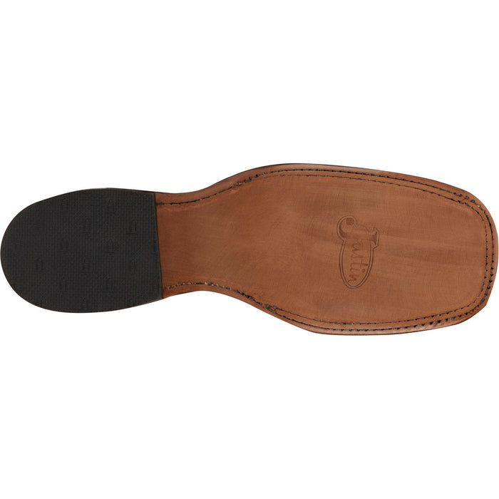 Justin Mens Poston 11in Western Amber/Blue Leather Bent Rail Cowboy Boots