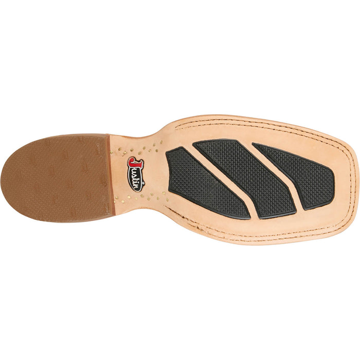 Justin Mens Burchett 13in Western Bone/Aqua Goat Leather CPX Cowboy Boots