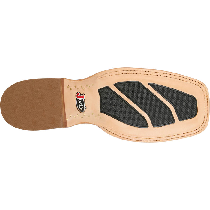 Justin Mens Cowman 13in Shrunken Shoulder Chocolate/Green Leather Cowboy Boots