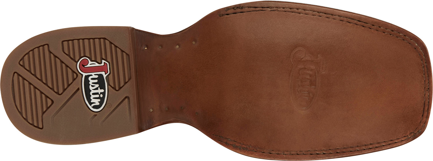 Justin Mens Jackpot 11in Western Pecan Leather Frontier Cowboy Boots