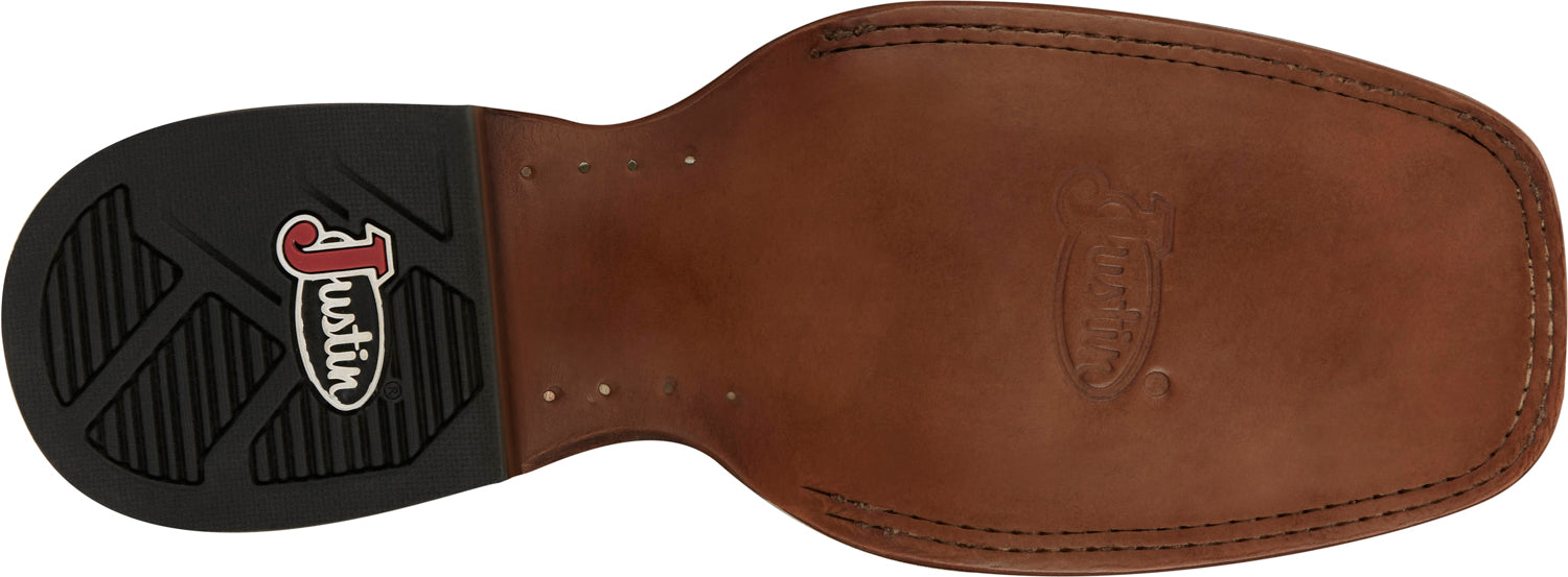 Justin Mens Jackpot 11in Western Walnut Leather Frontier Cowboy Boots