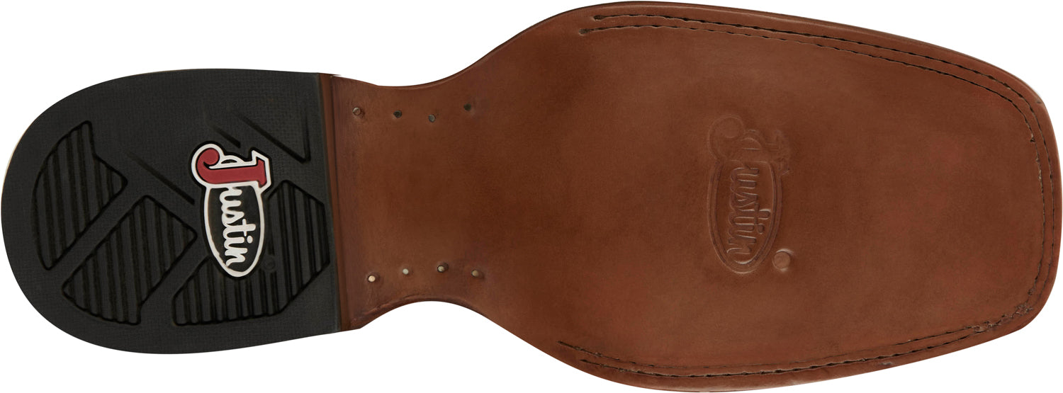 Justin Mens Big News 11in Western Walnut Leather Frontier Cowboy Boots