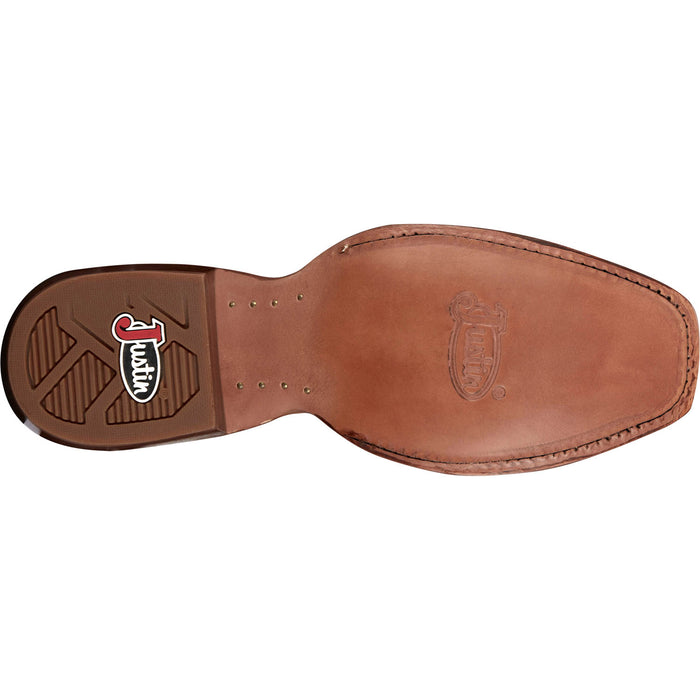 Justin Mens Ante Up 13in Western Hickory/Red Leather Frontier Cowboy Boots