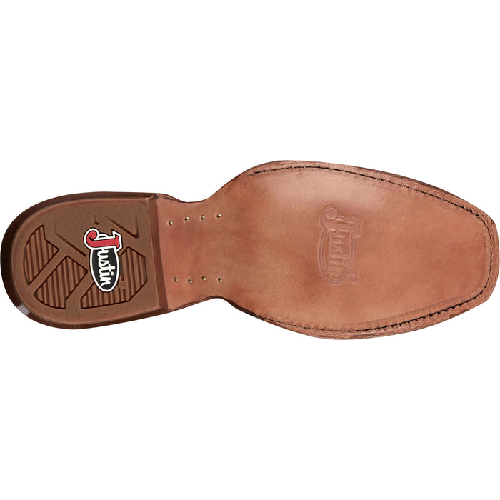 Justin Mens Show Off 13in Western Green/Bay Leather Frontier Cowboy Boots