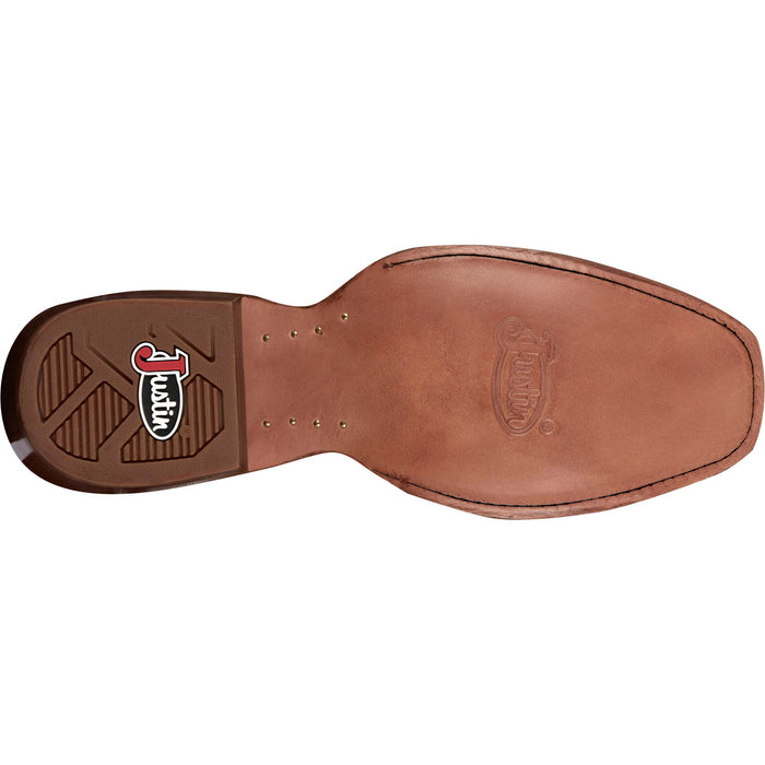 Justin Mens Show Off 13in Western Blue/Oily Tan Leather Frontier Cowboy Boots