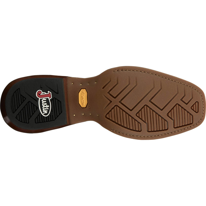 Justin Mens Cowboy Town 13in Western Onyx/Red Suede Frontier Cowboy Boots