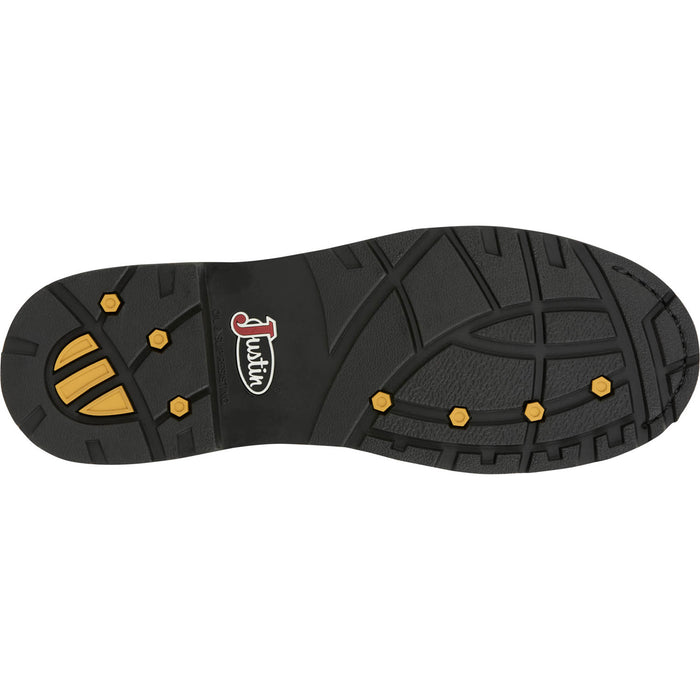 Justin Mens Pulley 11in WP CT MetGuard Whiskey Leather Work Boots