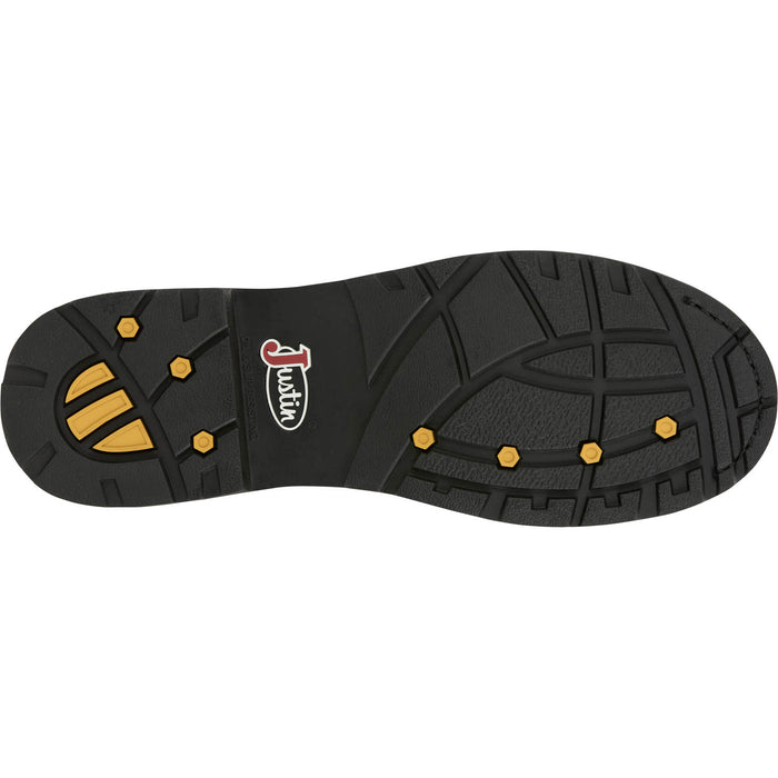 Justin Mens Pulley 8in MetGuard WP CT Whiskey Leather Work Boots