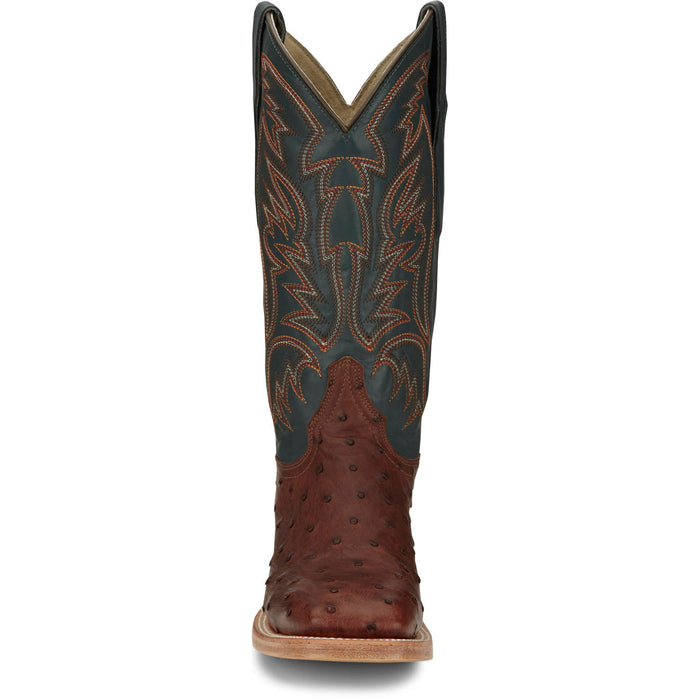 Justin Mens Doc Bar AQHA Brandy Full Quill Ostrich Cowboy Boots