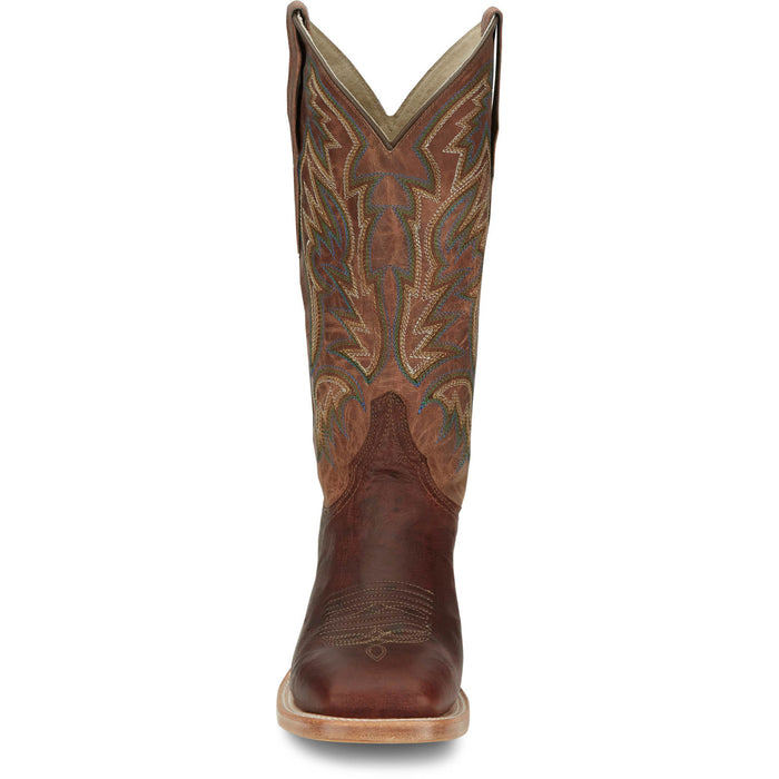 Justin Mens Three Bars AQHA Brandy Smooth Ostrich Cowboy Boots