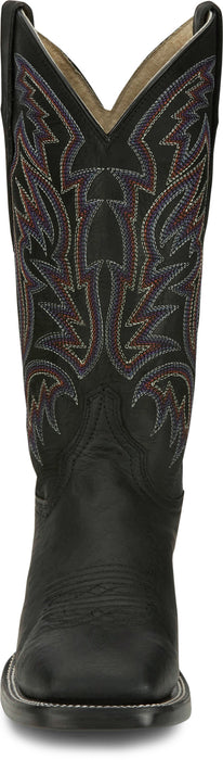 Justin Mens Three Bars AQHA Black Smooth Ostrich Cowboy Boots