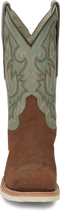 Justin Mens Peppy San Badger AQHA Distressed Cognac Smooth Ostrich Cowboy Boots