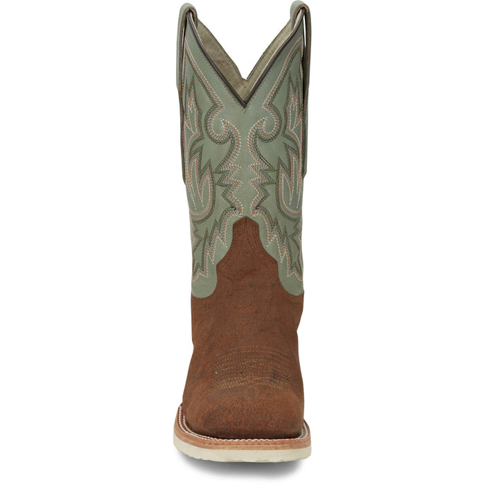 Justin Mens Peppy San Badger AQHA Distressed Cognac Smooth Ostrich Cowboy Boots