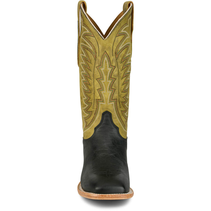 Justin Mens Burchett 13in Western Ebony Goat Leather CPX Cowboy Boots