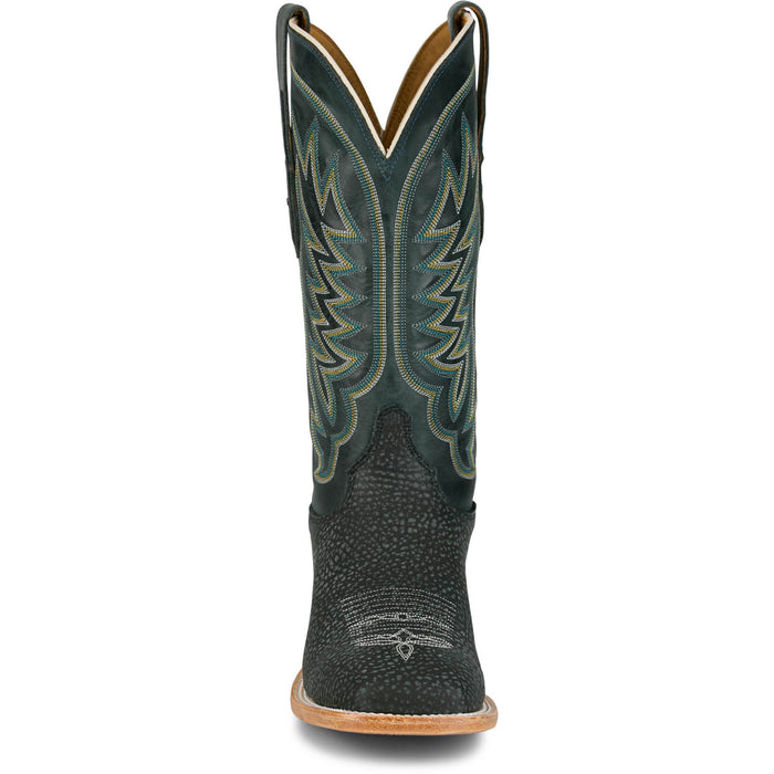 Justin Mens Cowman 13in Shrunken Shoulder Black Leather CPX Cowboy Boots