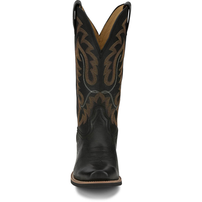 Justin Mens Cowboy Town 13in Western Midnight Leather Frontier Cowboy Boots