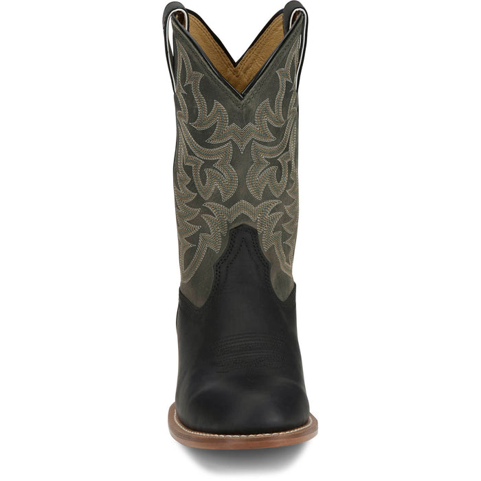 Justin Mens Disco Man 11in Western Midnight Leather Frontier Cowboy Boots