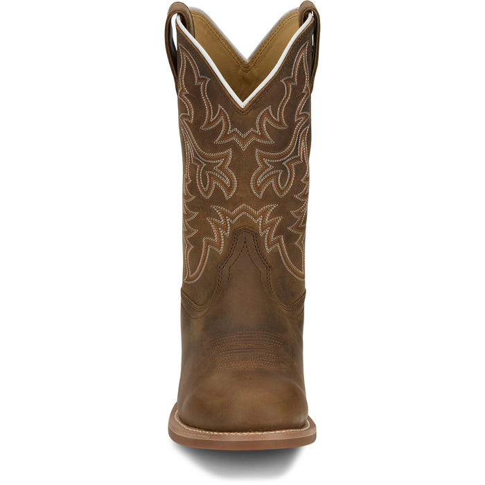 Justin Mens Wild Bill 11in Western Khaki Leather Frontier Cowboy Boots