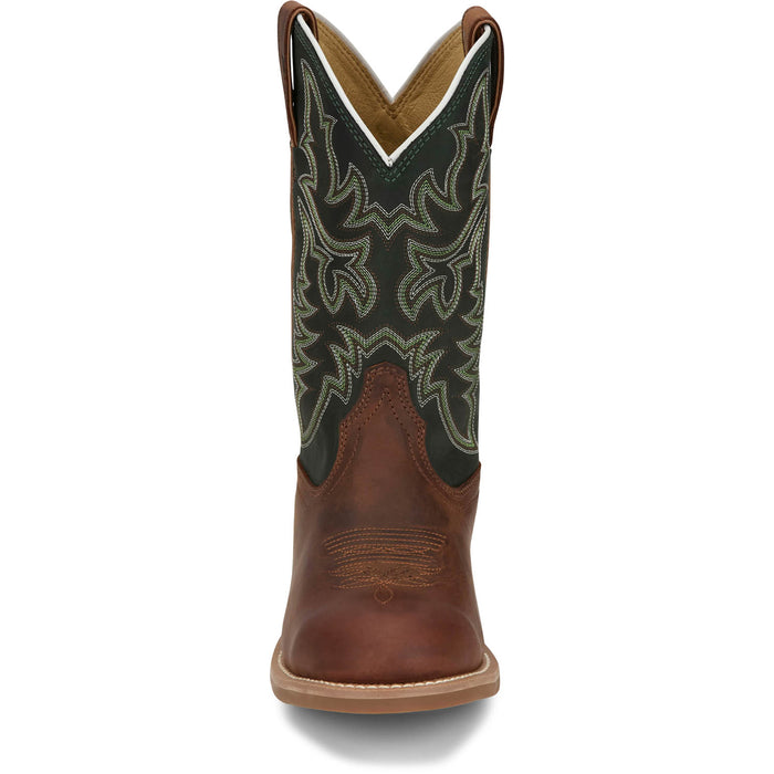 Justin Mens Wild Bill 11in Western Brown Leather Frontier Cowboy Boots
