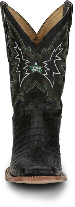 Justin Mens Haggard 11in Black Caiman George Strait Cowboy Boots