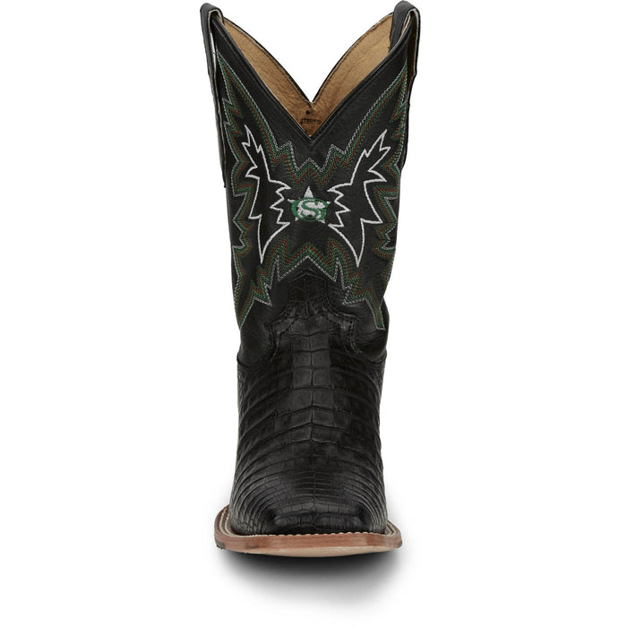 Justin Mens Haggard 11in Black Caiman George Strait Cowboy Boots