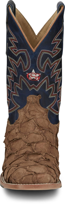 Justin Mens Ocean Front 11in Tan Pirarucu George Strait Cowboy Boots