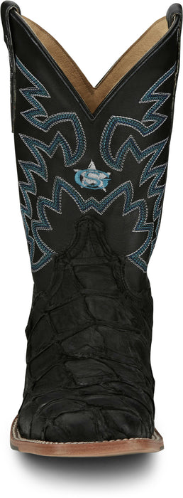 Justin Mens Ocean Front 11in Inky Black Pirarucu George Strait Cowboy Boots