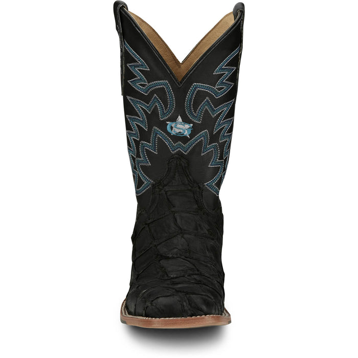 Justin Mens Ocean Front 11in Inky Black Pirarucu George Strait Cowboy Boots