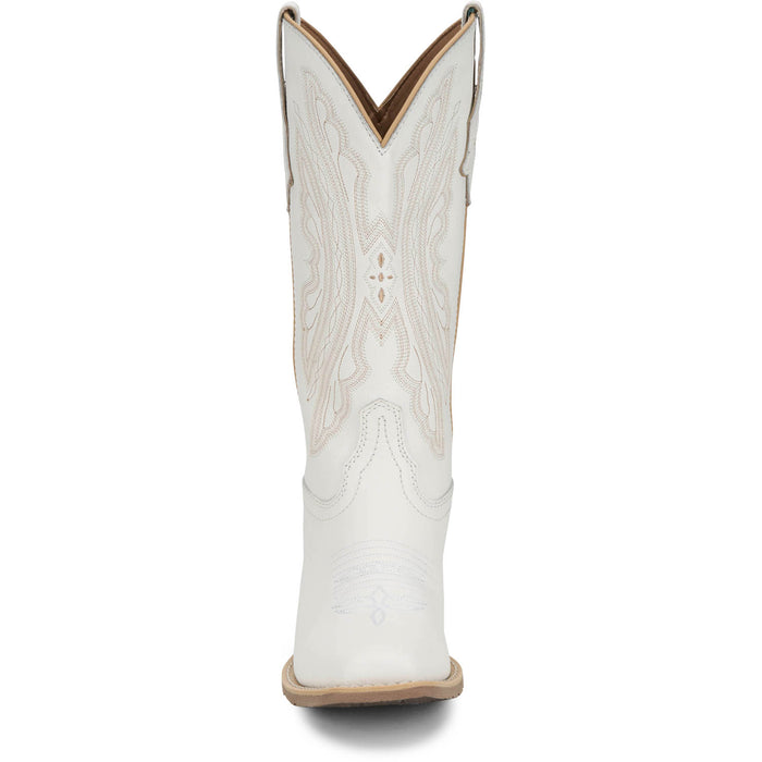 Justin Womens Rae Bright White Leather Cowboy Boots