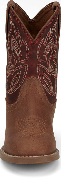 Justin Kids Unisex Canter Junior Roasted Cognac Leather Cowboy Boots
