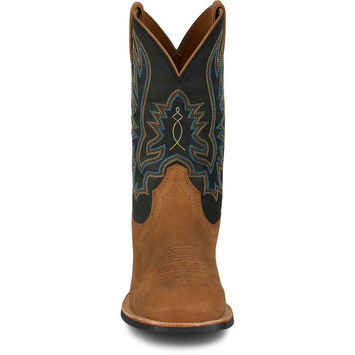 Justin Mens Rustle Chestnut Cowhide Cowboy Boots