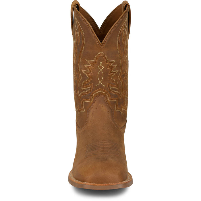 Justin Mens Rustle Chestnut Brown Cowhide Cowboy Boots