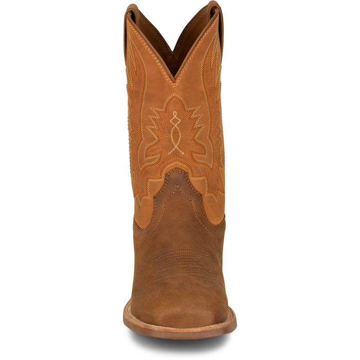 Justin Mens Rustle Rustic Amber Cowhide Cowboy Boots
