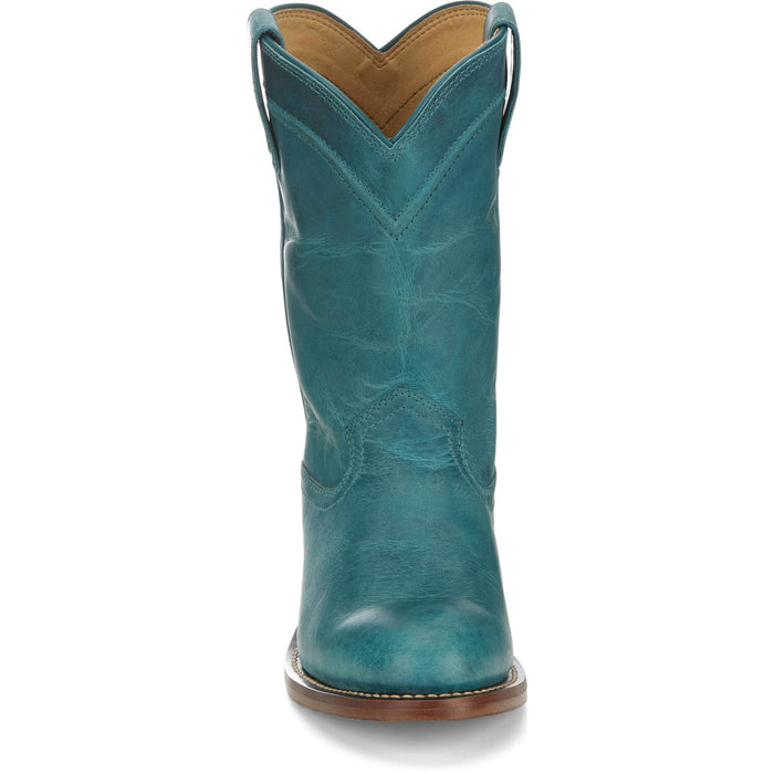 Justin Womens Holland Turquoise Leather Cowboy Boots