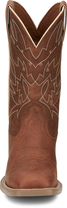 Justin Womens Halter 11in Western Roasted Cognac Leather Cowboy Boots