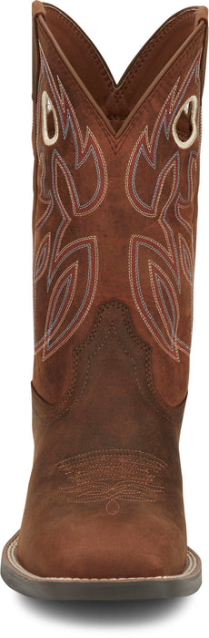 Justin Mens Bowline 11in Western Pecan Water Buffalo Cowboy Boots
