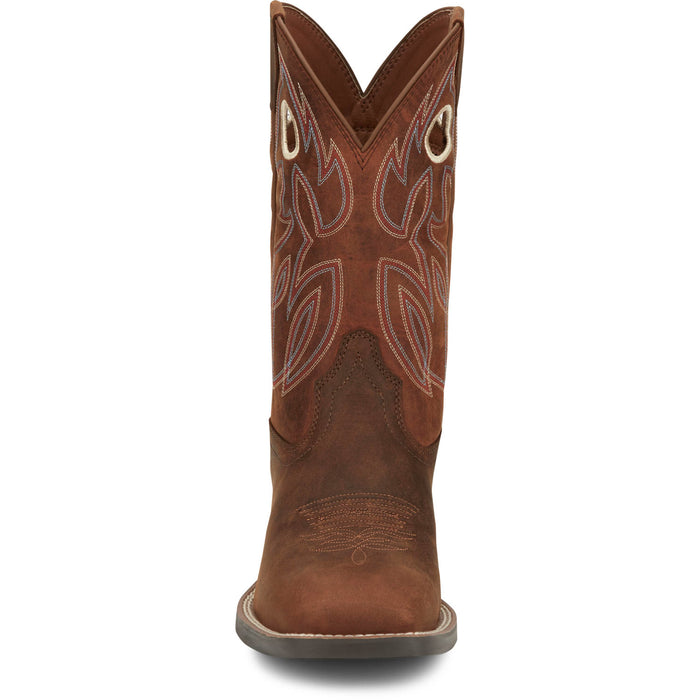 Justin Mens Bowline 11in Western Pecan Water Buffalo Cowboy Boots
