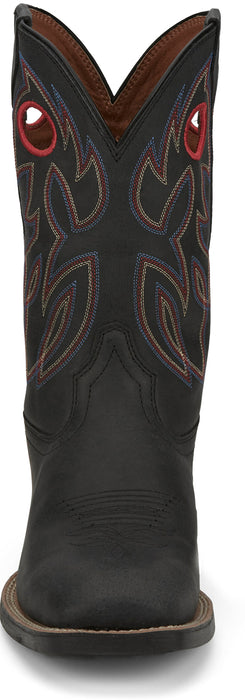 Justin Mens Bowline 11in Western Black Water Buffalo Cowboy Boots