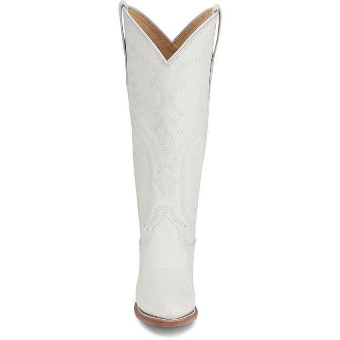 Justin Womens Evelyn Snow White Leather Cowboy Boots