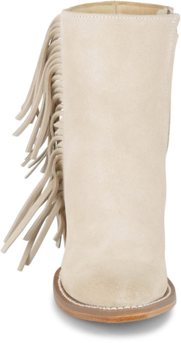 Justin Womens Bev 7in Bootie Bone Suede Fringe Ankle Boots