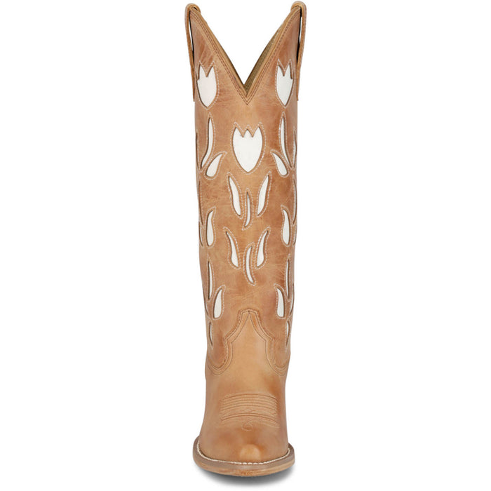 Justin Womens May 15in Western Antique Tan Cowhide Cowboy Boots