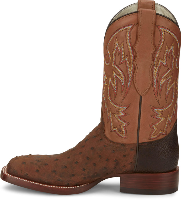 Justin Mens King AQHA Saddle Full Quill Ostrich Cowboy Boots